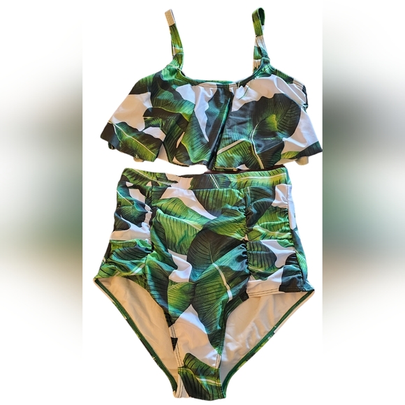Avid Love. Women's 2 Piece Swimsuit. Palm Leaf Design. Size Medium. NWT. - Picture 3 of 8